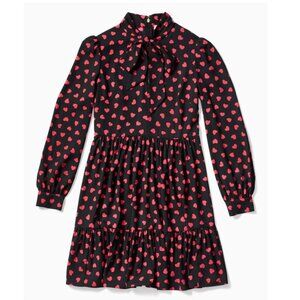 Kate Spade Pink Black Heartbeat Tie Neck Shirtdress - Size: 12